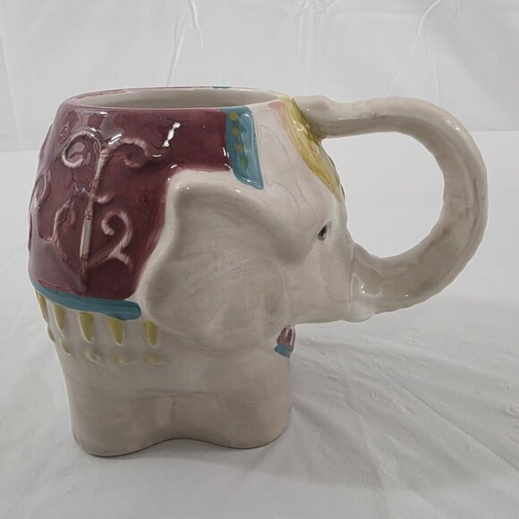 Pier 1 Imports Hand Painted Dolomite 14 Oz Elephant Mug - Picture 11 of 15
